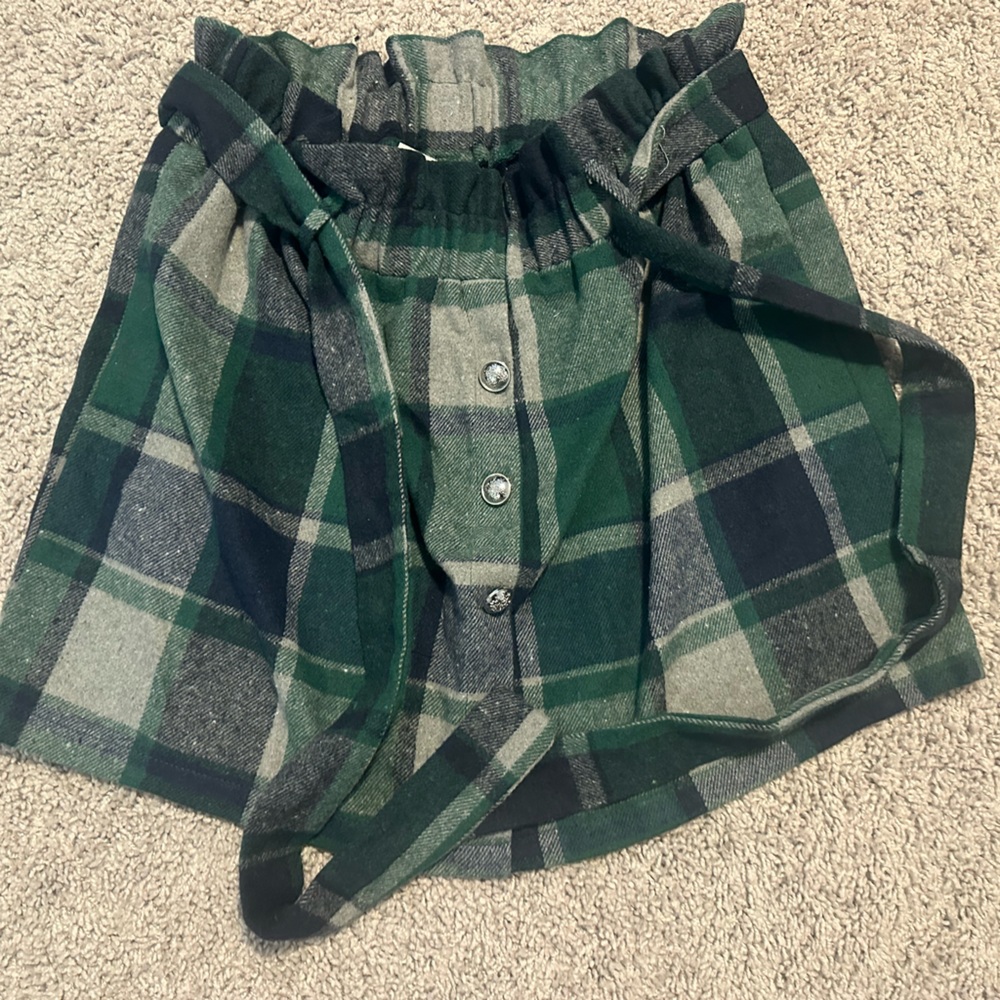 SHEIN curve Green and Gray Plaid Pants